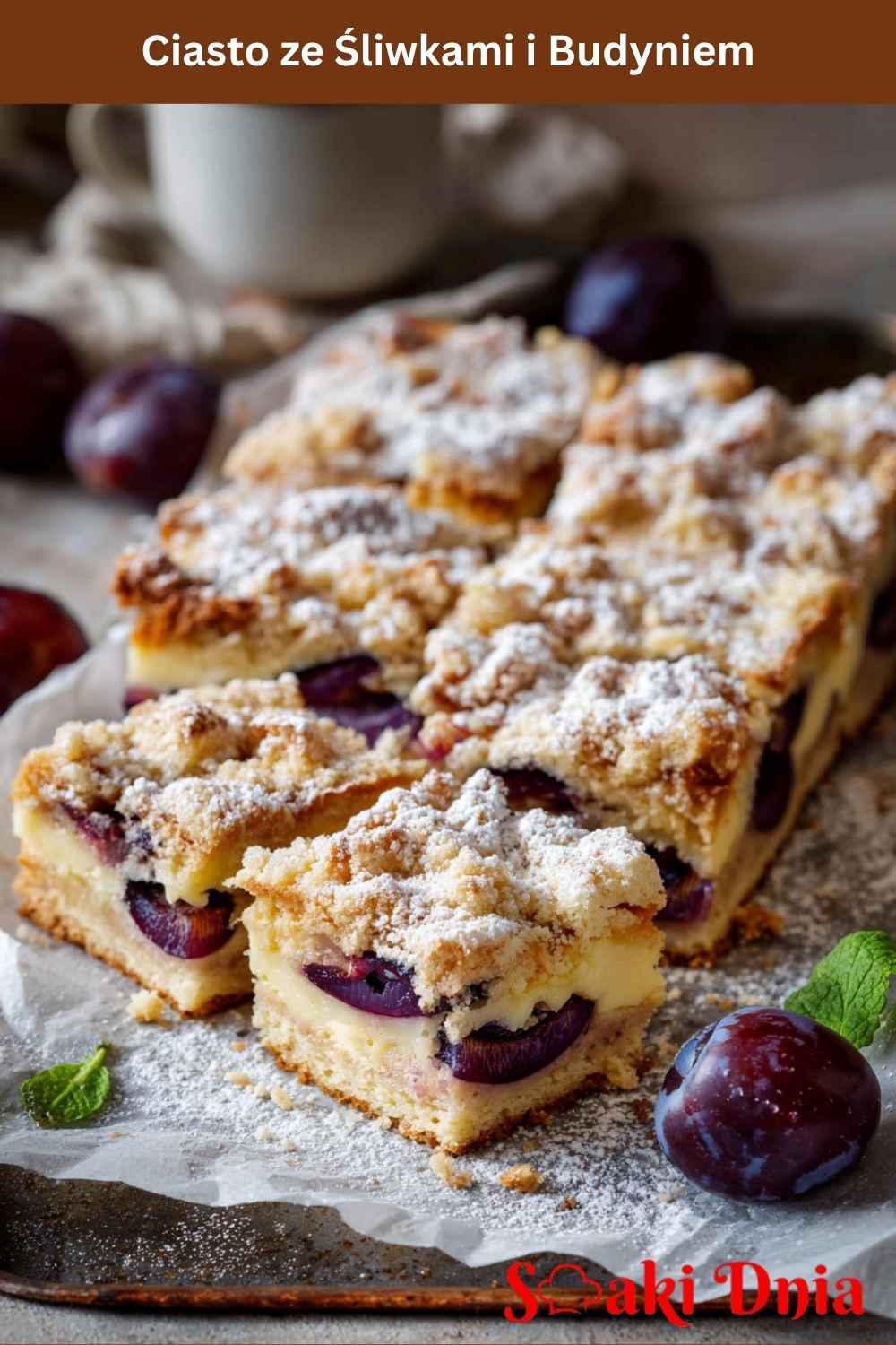 Ciasto ze śliwkami i budyniem
