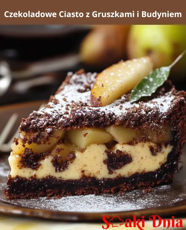 Czekoladowe Ciasto z Gruszkami i Budyniem