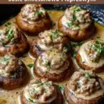 Pieczarki Nadziewane Mięsem w Sosie Śmietanowo-Pieprzowym