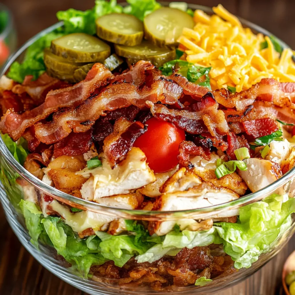 23 sałatki na święta – kolorowe, pyszne i wyjątkowe przepisy na Wigilię i nie tylko 11 Warstwowa sałatka z bekonem i kurczakiem