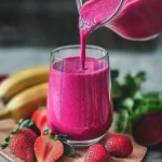 Różowe smoothie z burakiem, bananem i truskawkami