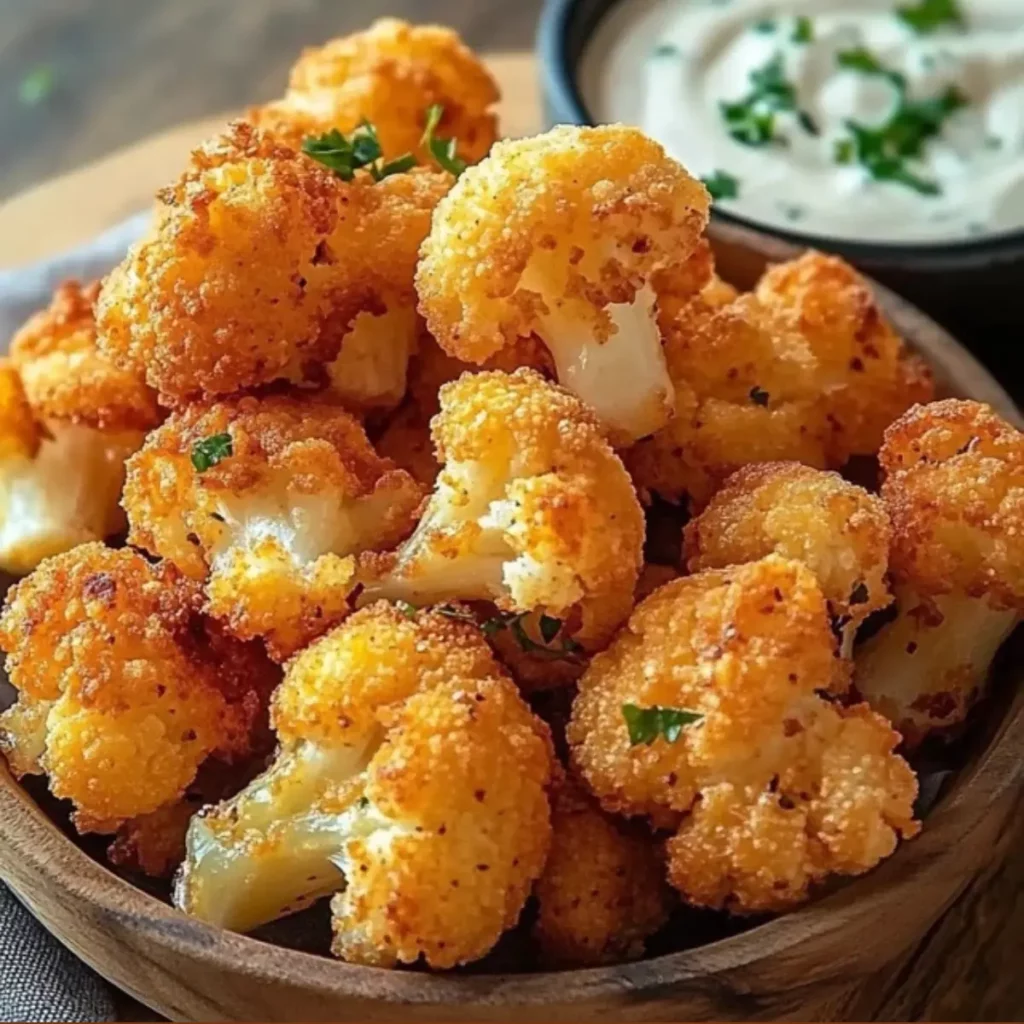 Chrupiący Kalafior w Panierce z Sosem Czosnkowym