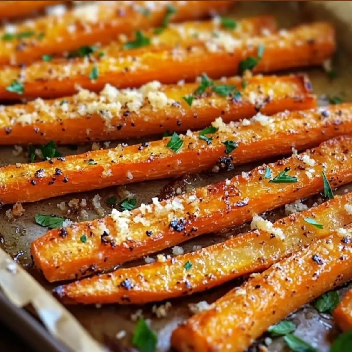 Pieczona marchewka z czosnkiem i parmezanem