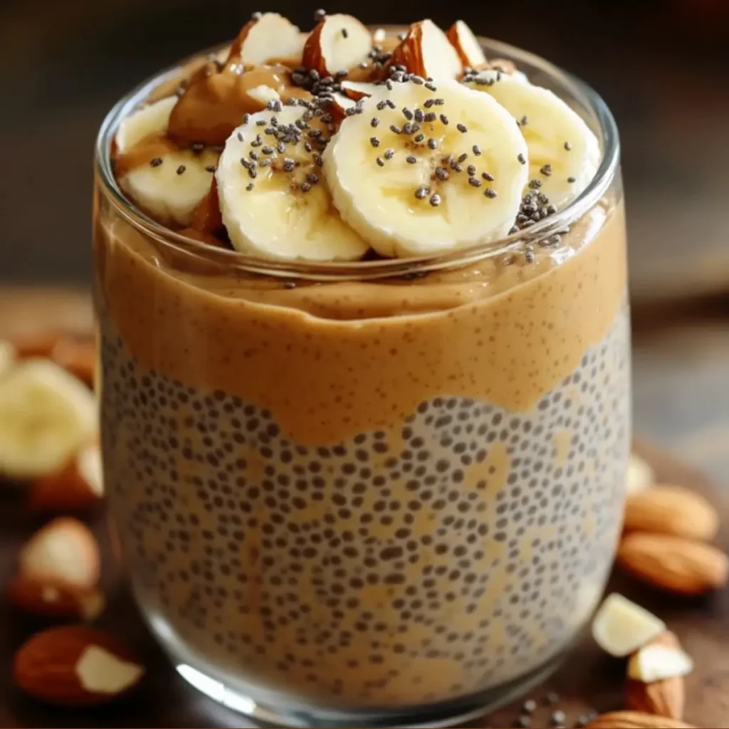 Karmelowy Pudding Chia z Masłem Orzechowym i Bananem
