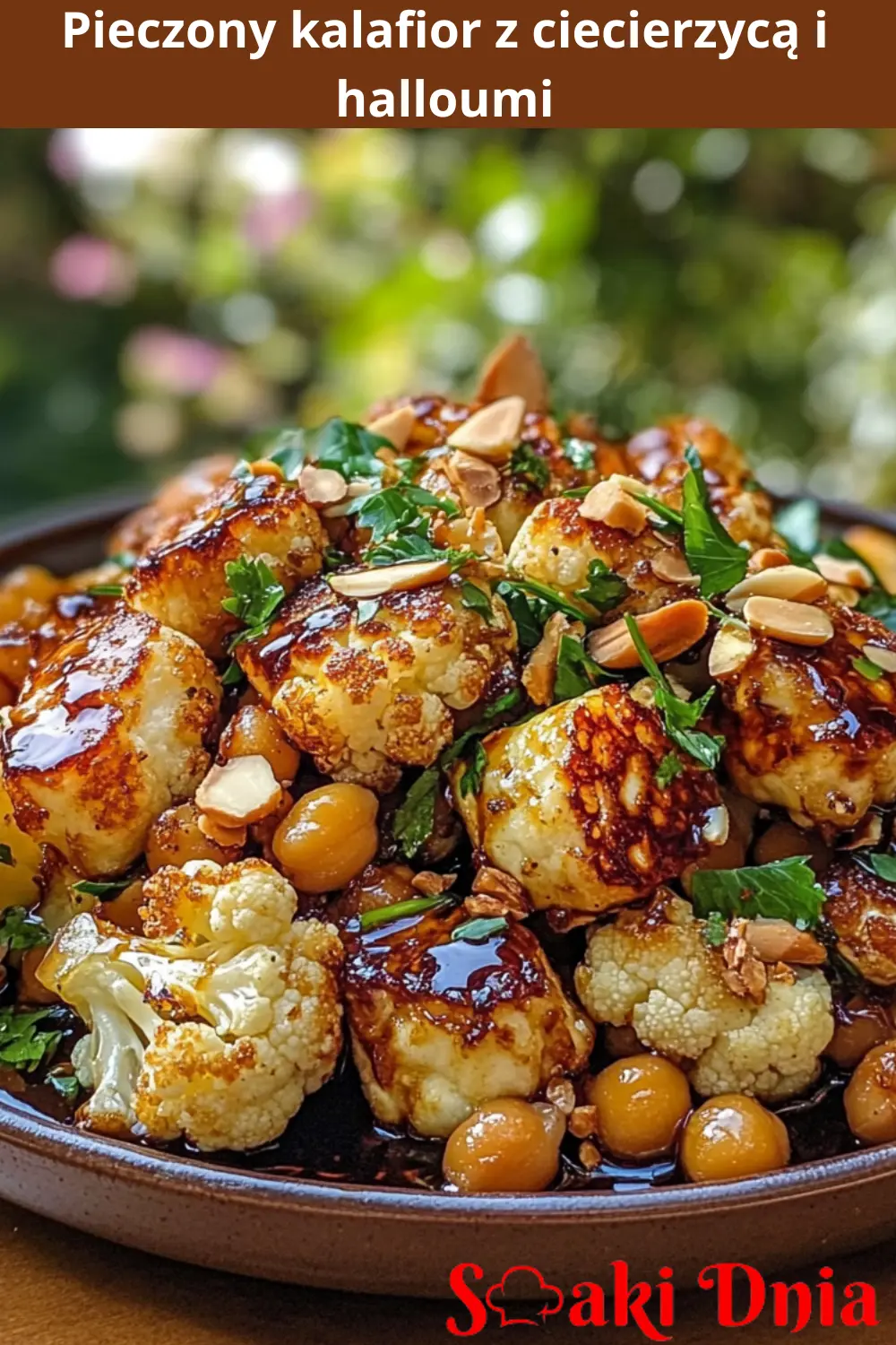 Pieczony kalafior z ciecierzycą i halloumi