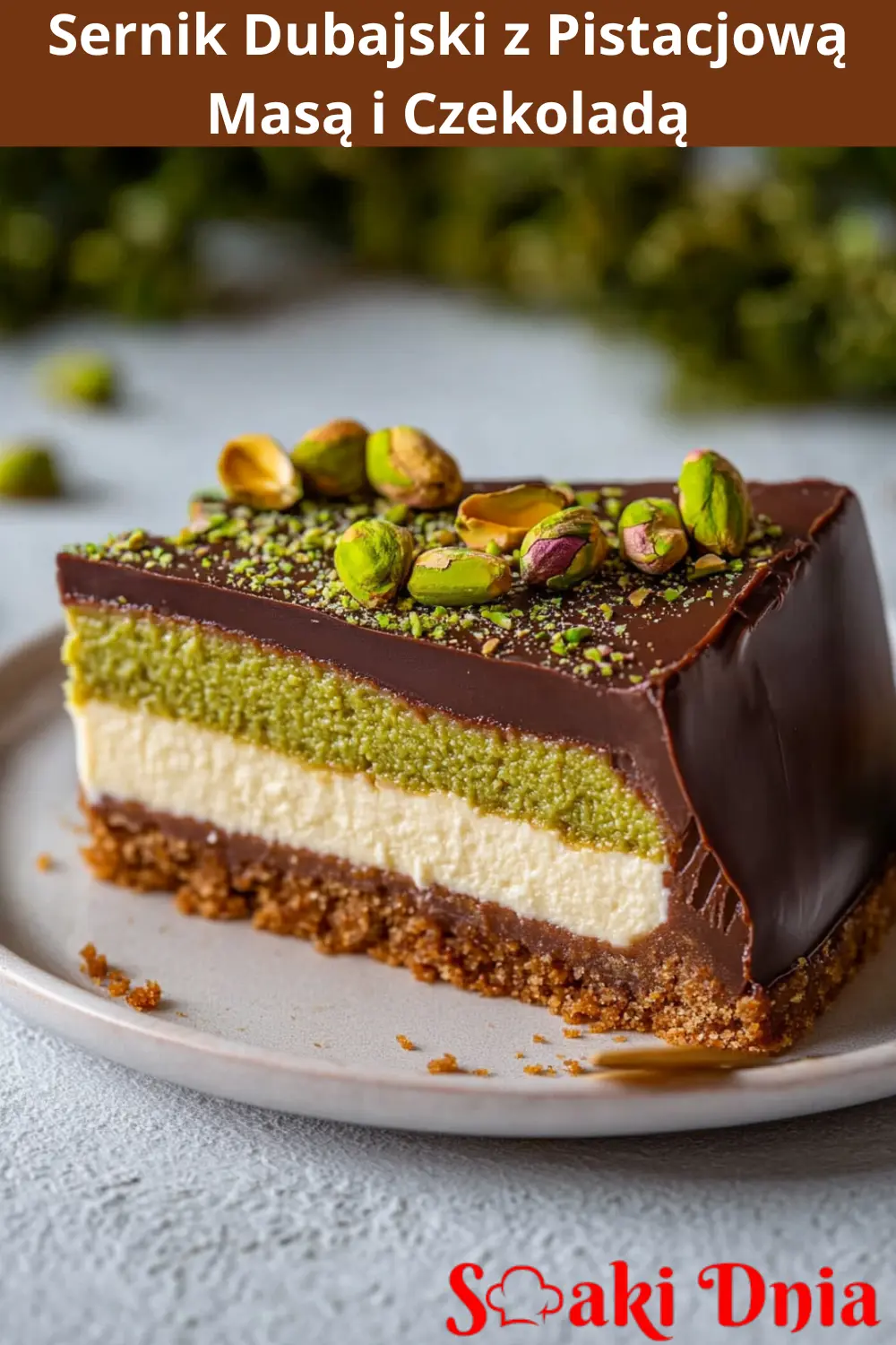 Sernik Dubajski z pistacjową masą i czekoladą