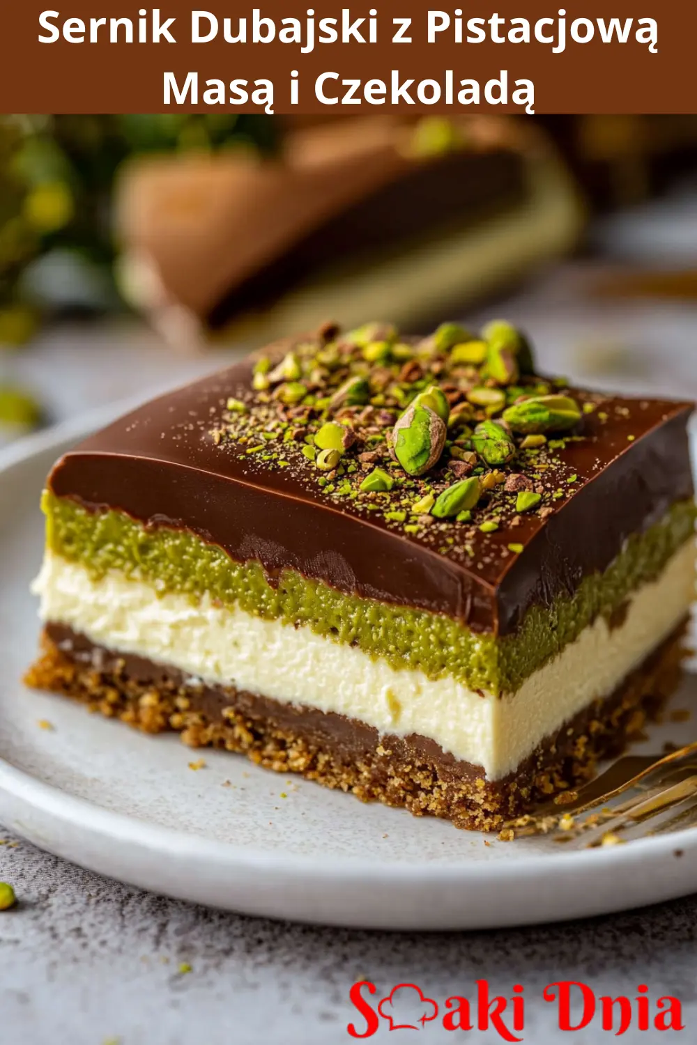 Sernik Dubajski z pistacjową masą i czekoladą