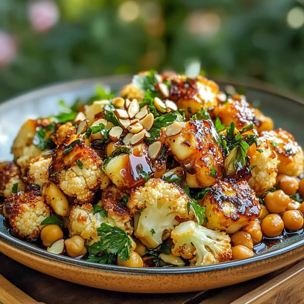 Pieczony kalafior z ciecierzycą i halloumi