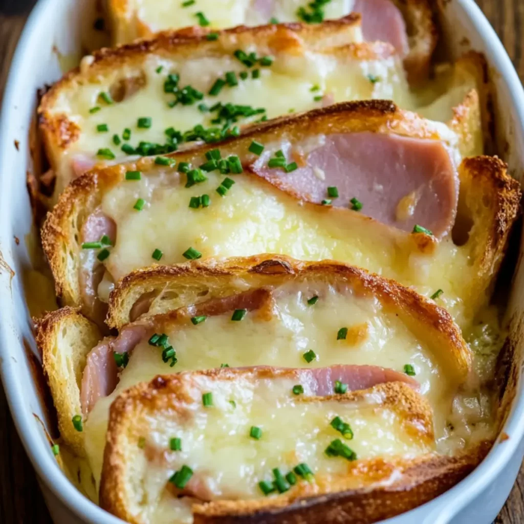 10 przepisów na śniadania i kolacje – słodkie i słone pomysły na każdy dzień 5 Zapiekanka śniadaniowa z tostami, szynką i serem