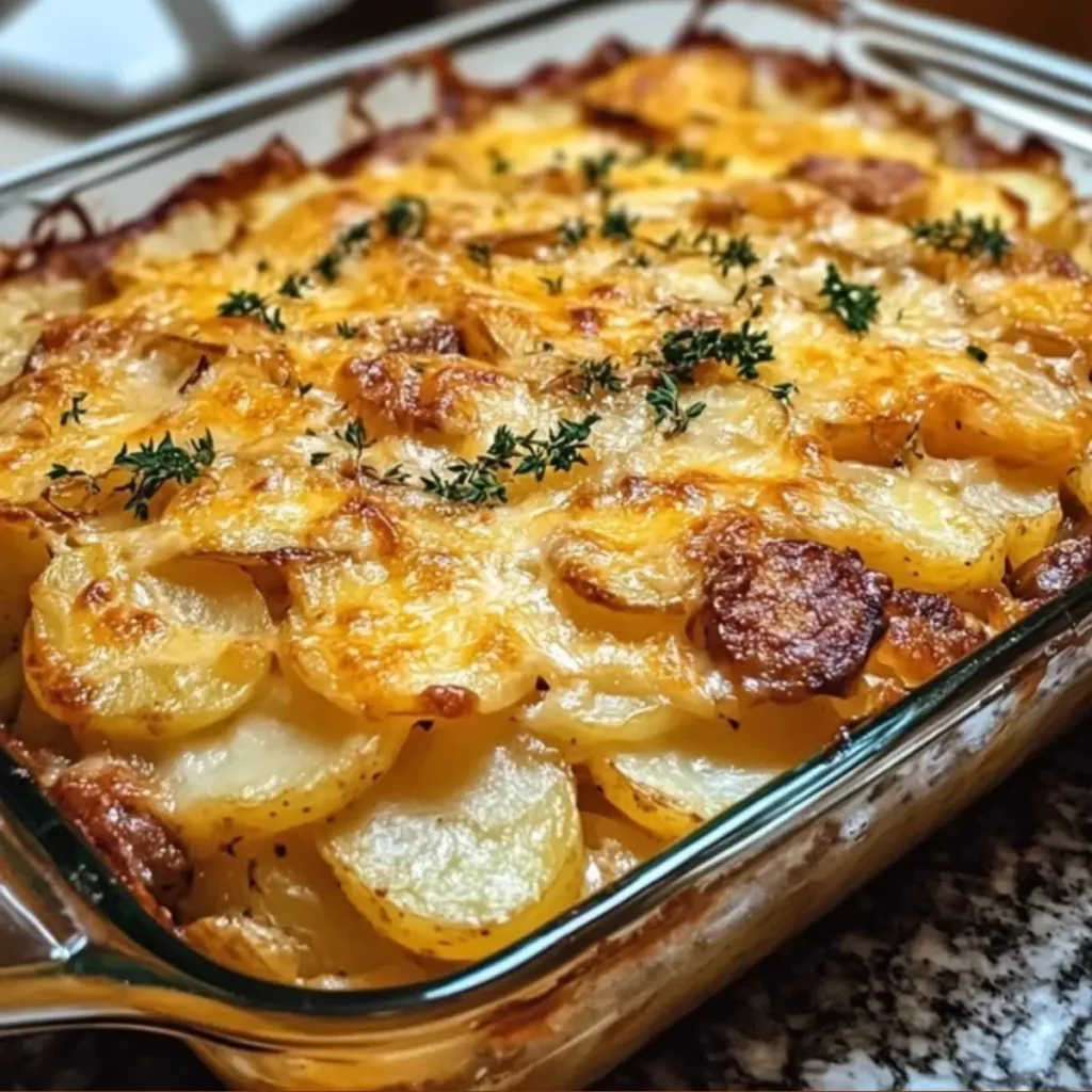 Zapiekanka ziemniaczana z kiełbasą i serem