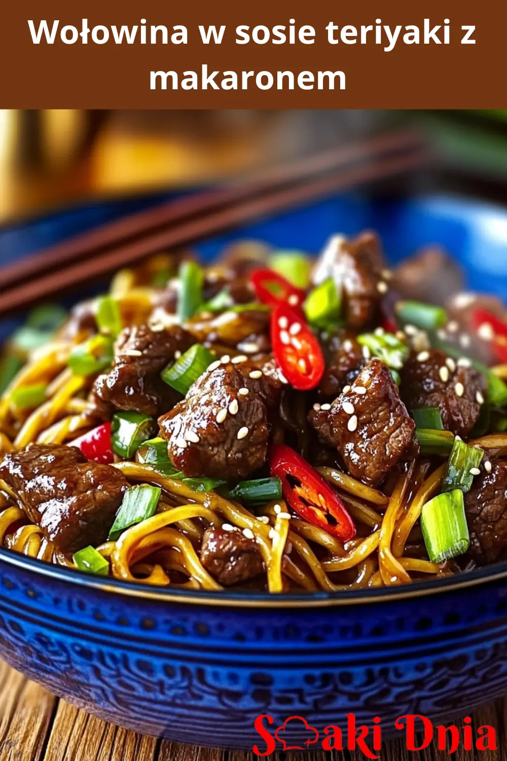Wołowina w sosie teriyaki z makaronem