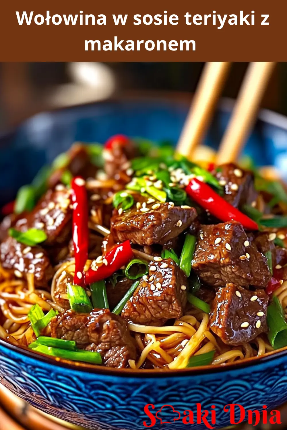 Wołowina w sosie teriyaki z makaronem
