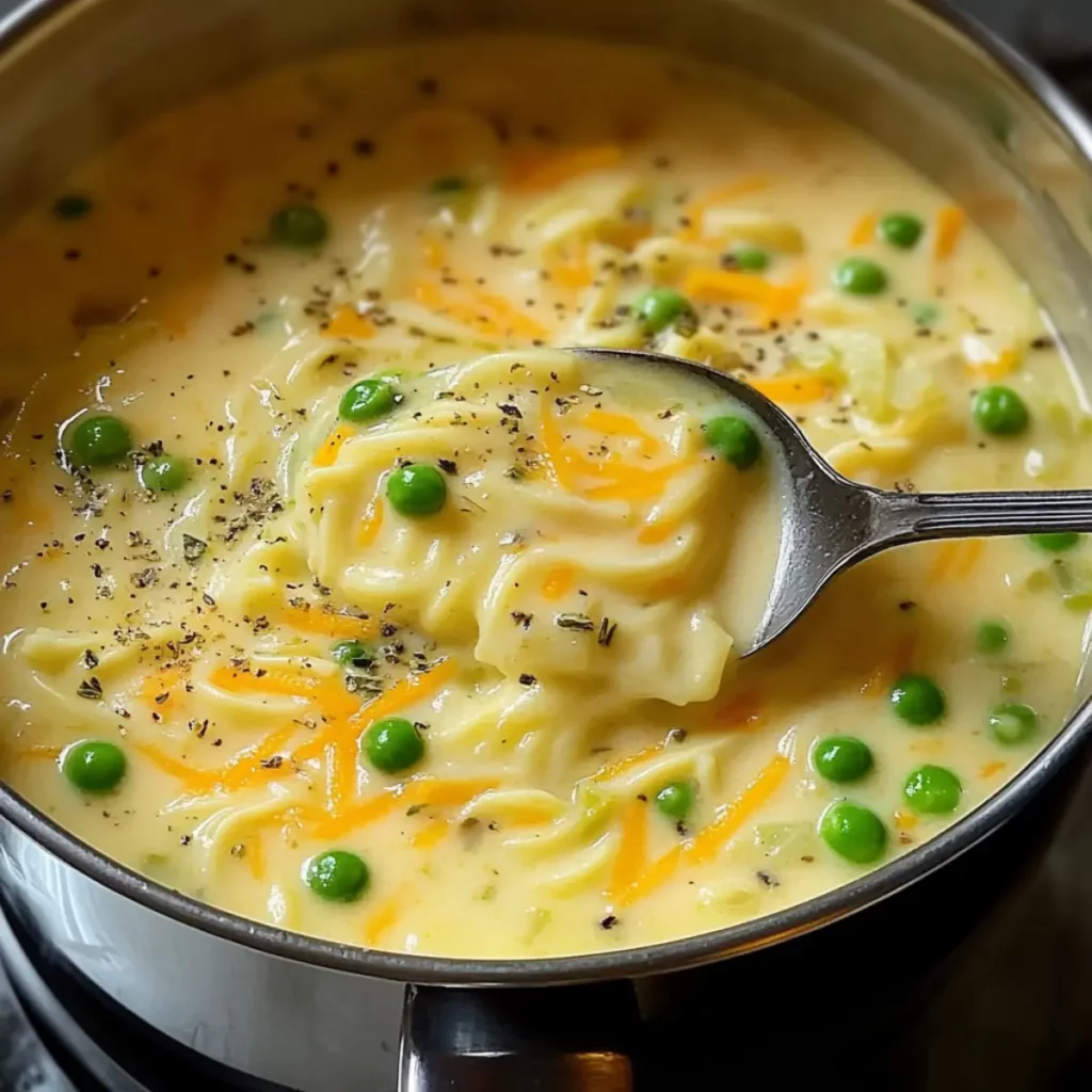Kremowa Zupa z Makaronem i Groszkiem