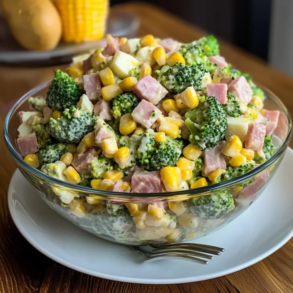 Sałatka z Brokułem, Szynką i Jajkiem