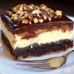 Ciasto Czekoladowo-Serowe z Polewą i Orzechami
