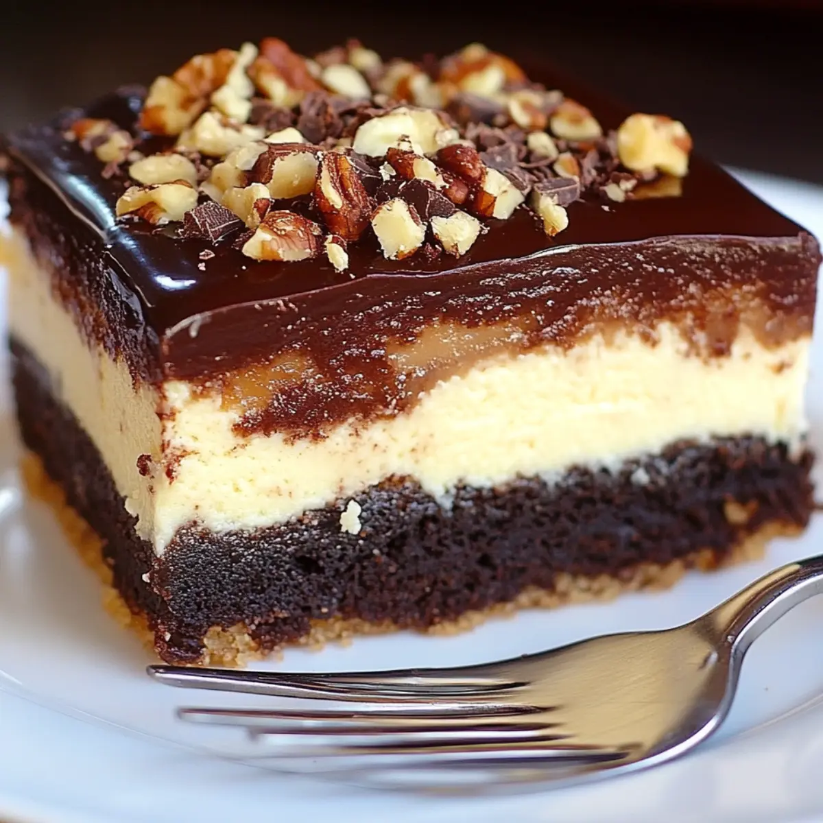 Ciasto Czekoladowo-Serowe z Polewą i Orzechami