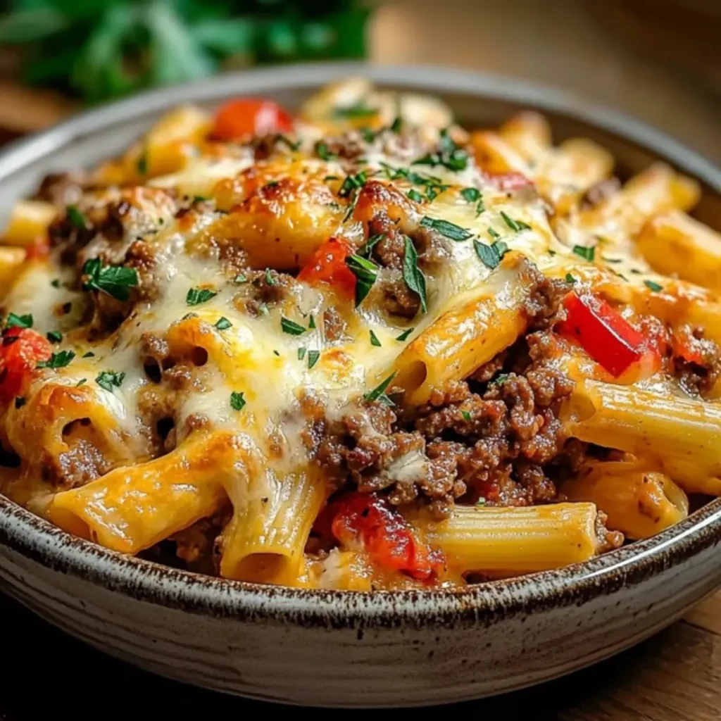 Zapiekanka makaronowa z mięsem mielonym i serem