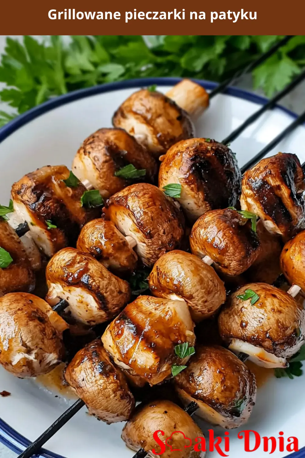 Grillowane pieczarki na patyku