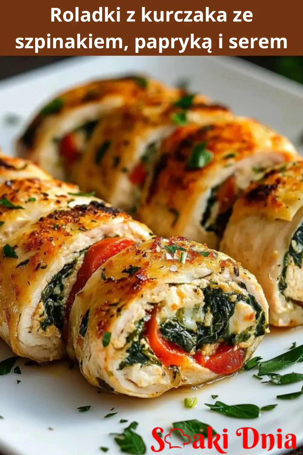 Roladki z kurczaka ze szpinakiem, papryką i serem