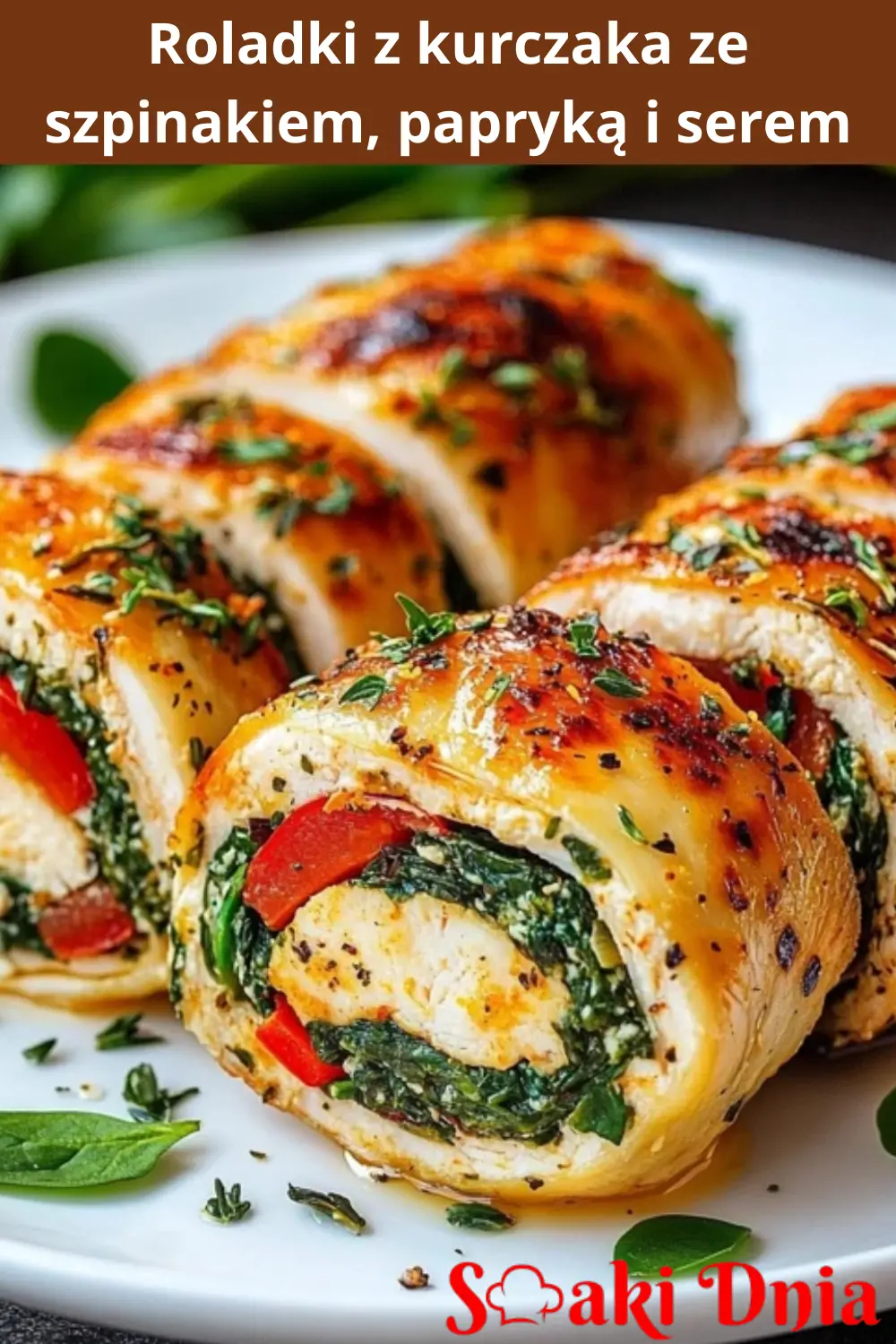 Roladki z kurczaka ze szpinakiem, papryką i serem