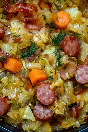 Młoda kapusta z kiełbasą