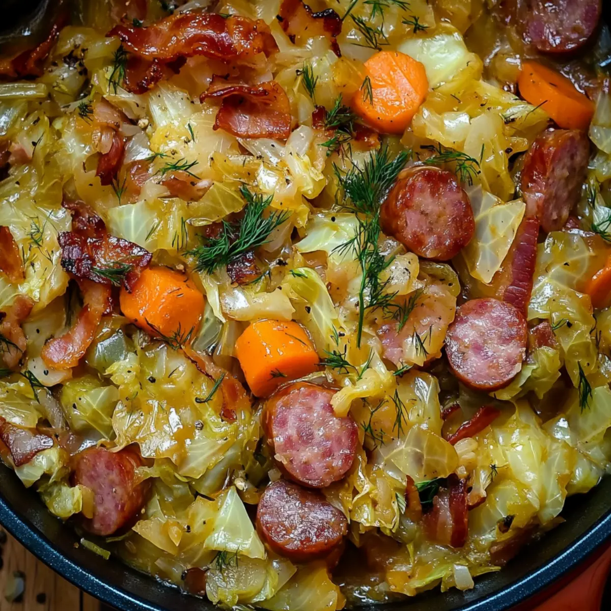 Młoda kapusta z kiełbasą