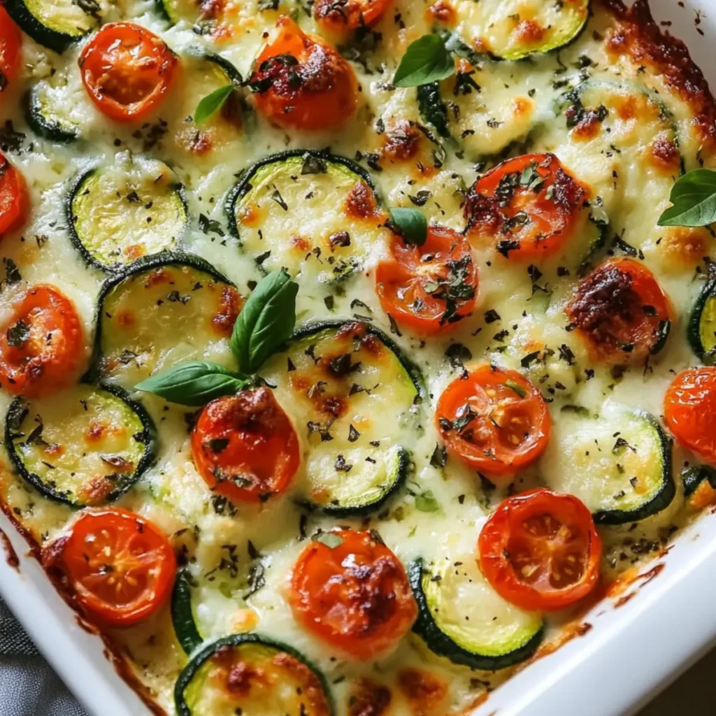 Zapiekanka z cukinii i pomidorów z serem