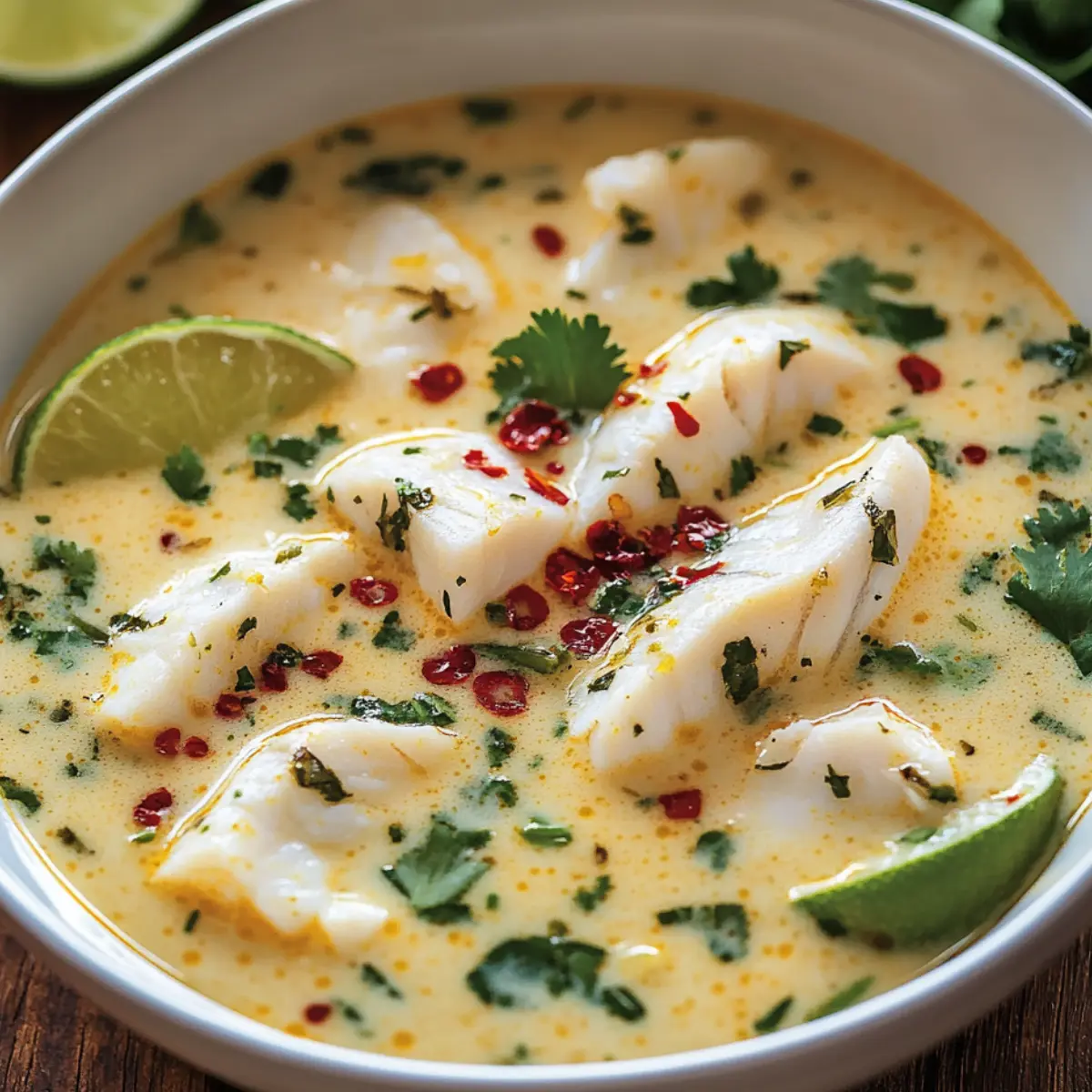 Tajska zupa rybna z mlekiem kokosowym i limonką