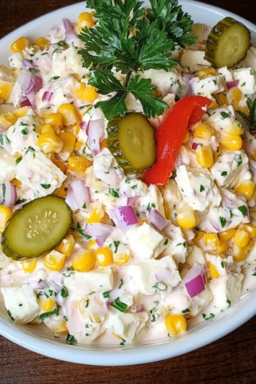 Sałatka z fetą, kukurydzą i jajkiem