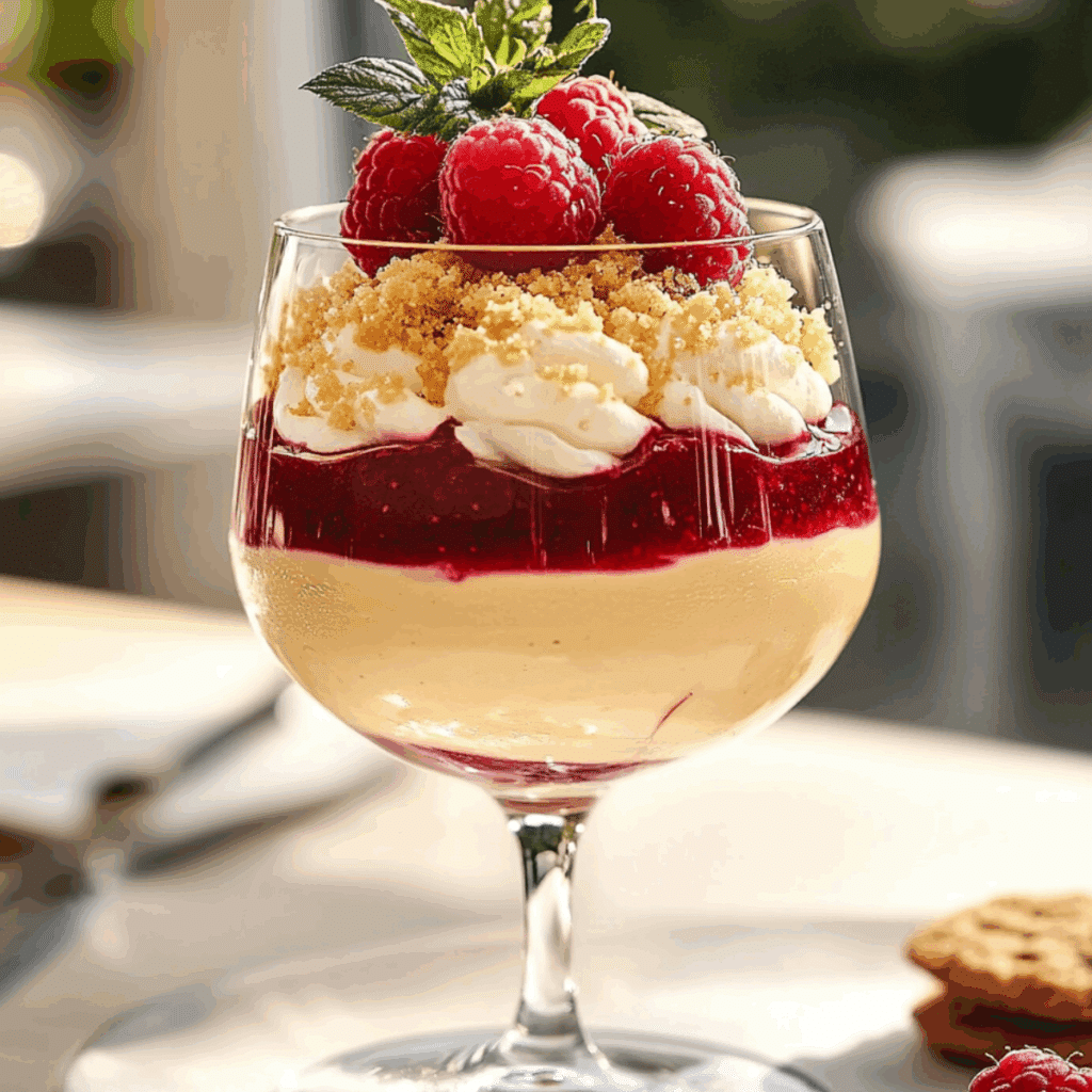 10 najlepszych przepisów na domowe desery 5 Malinowy Deser z Kremem i Kruszonką