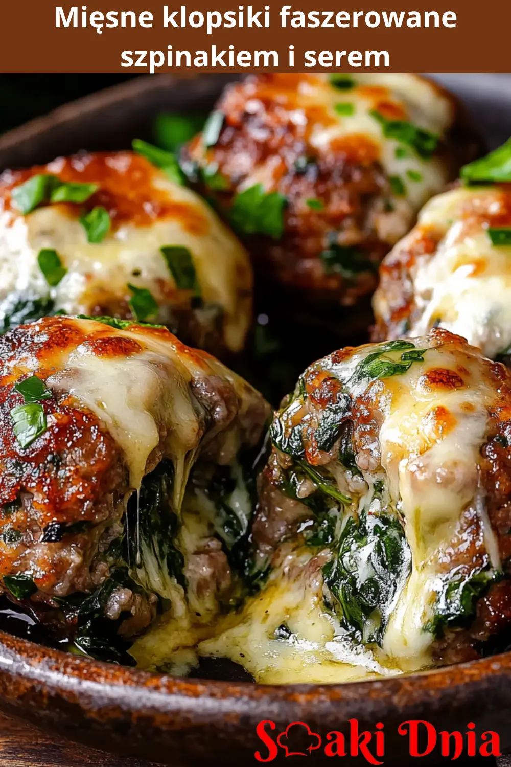 Mięsne klopsiki faszerowane szpinakiem i serem