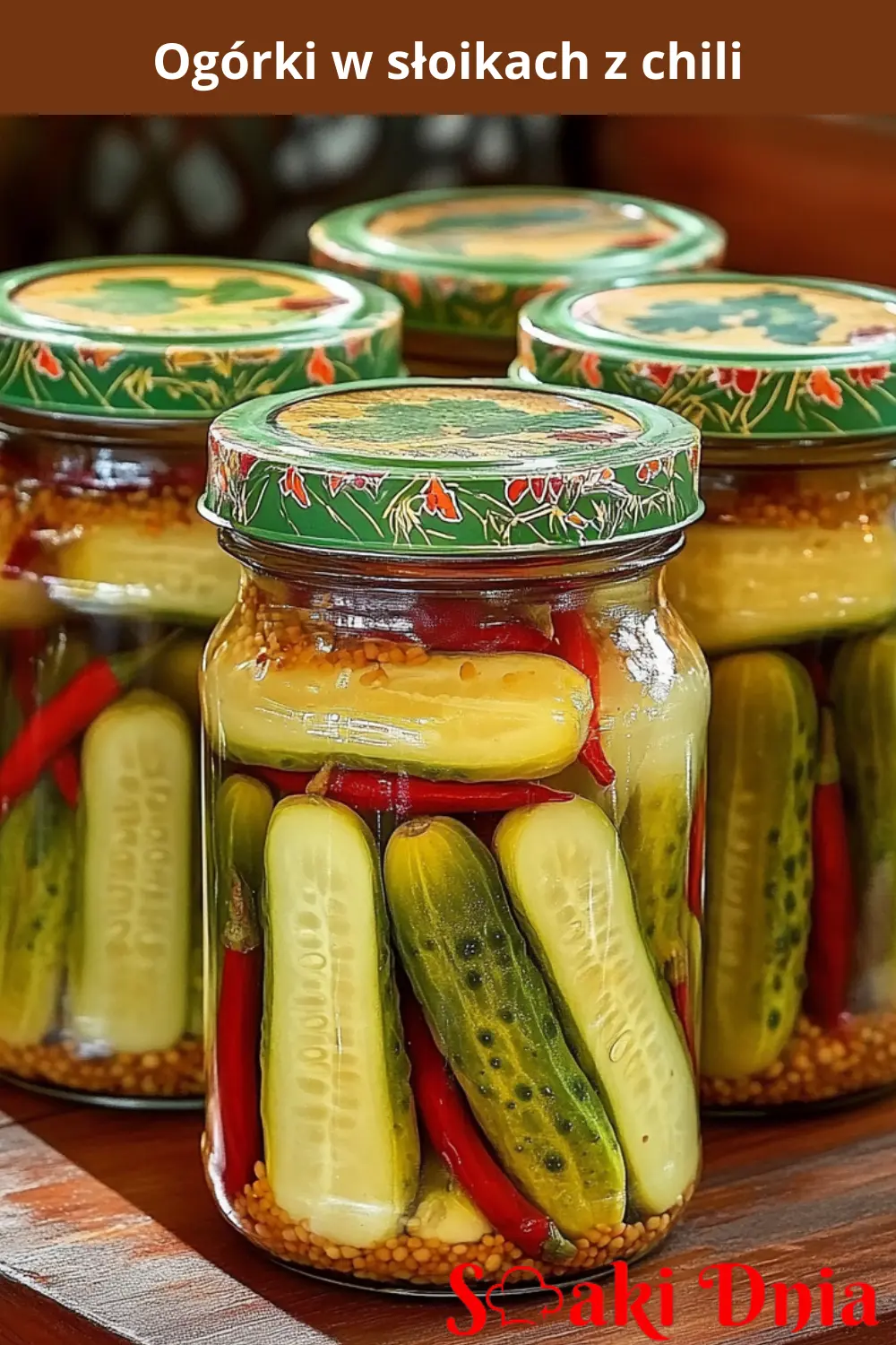 Ogórki w słoikach z chili