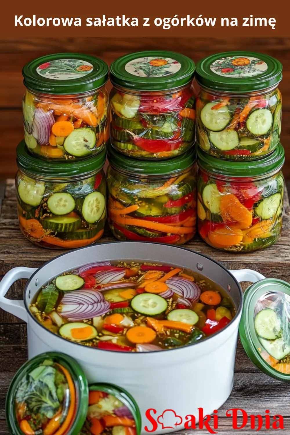 Kolorowa sałatka z ogórków na zimę (do słoików)