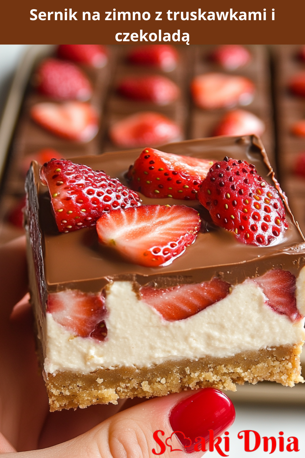 Sernik na zimno z truskawkami i czekoladą