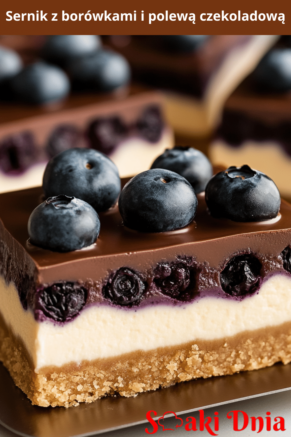 Sernik z borówkami i polewą czekoladową 3 Sernik z borówkami i polewą czekoladową