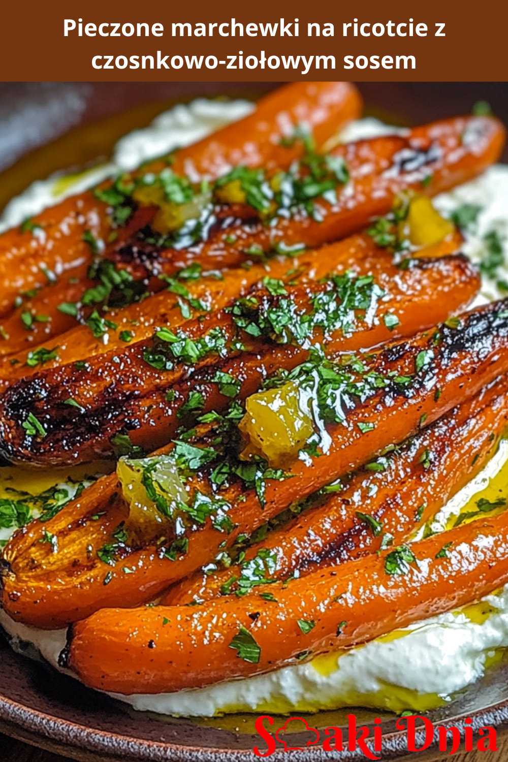 Pieczone marchewki na ricotcie z czosnkowo-ziołowym sosem 3 Pieczone marchewki na ricotcie z czosnkowo-ziołowym sosem