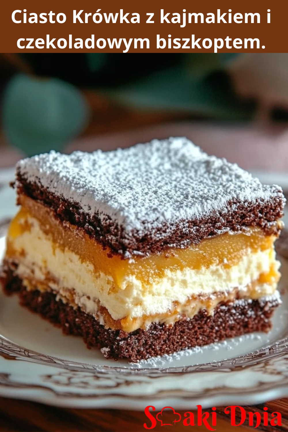 Ciasto Krówka z kajmakiem i czekoladowym biszkoptem