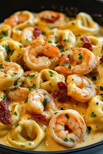 Tortellini z krewetkami w kremowym sosie