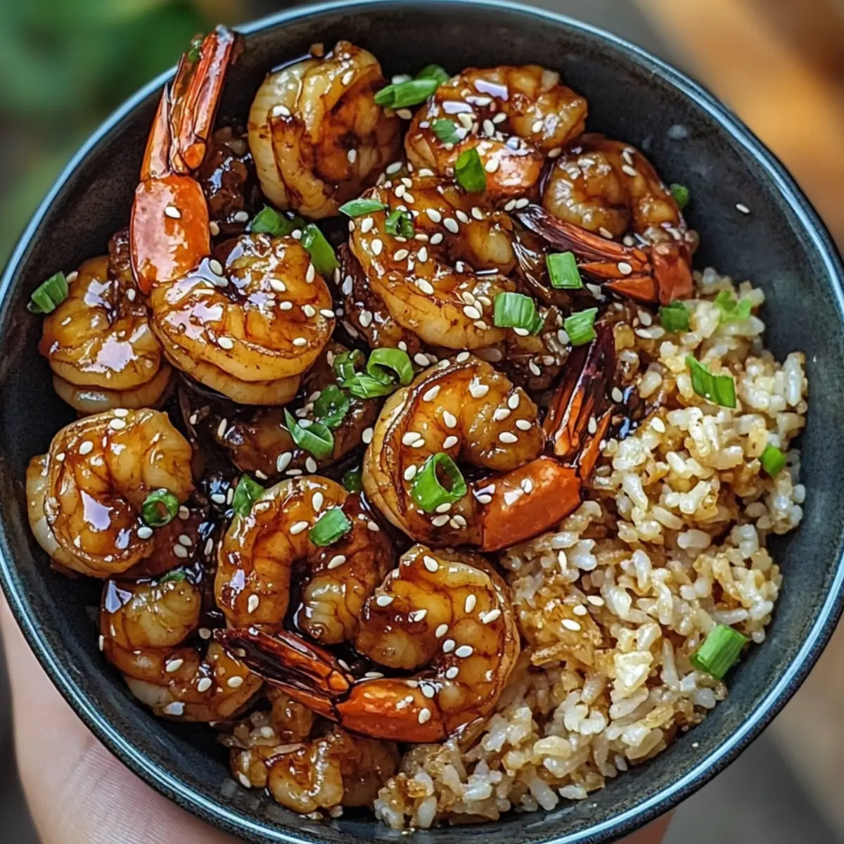 Krewetki w sosie teriyaki z ryżem