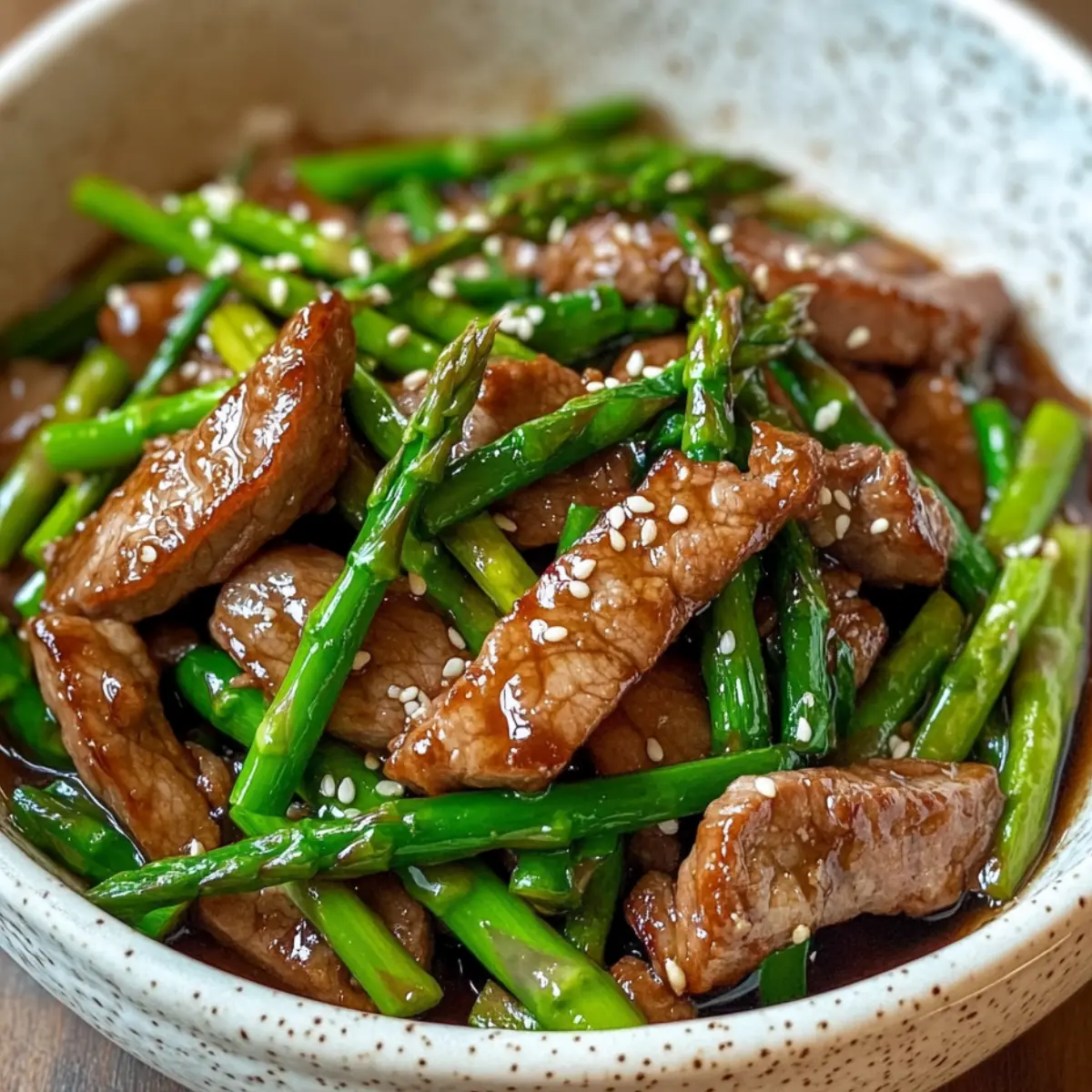 Wieprzowina stir-fry ze szparagami