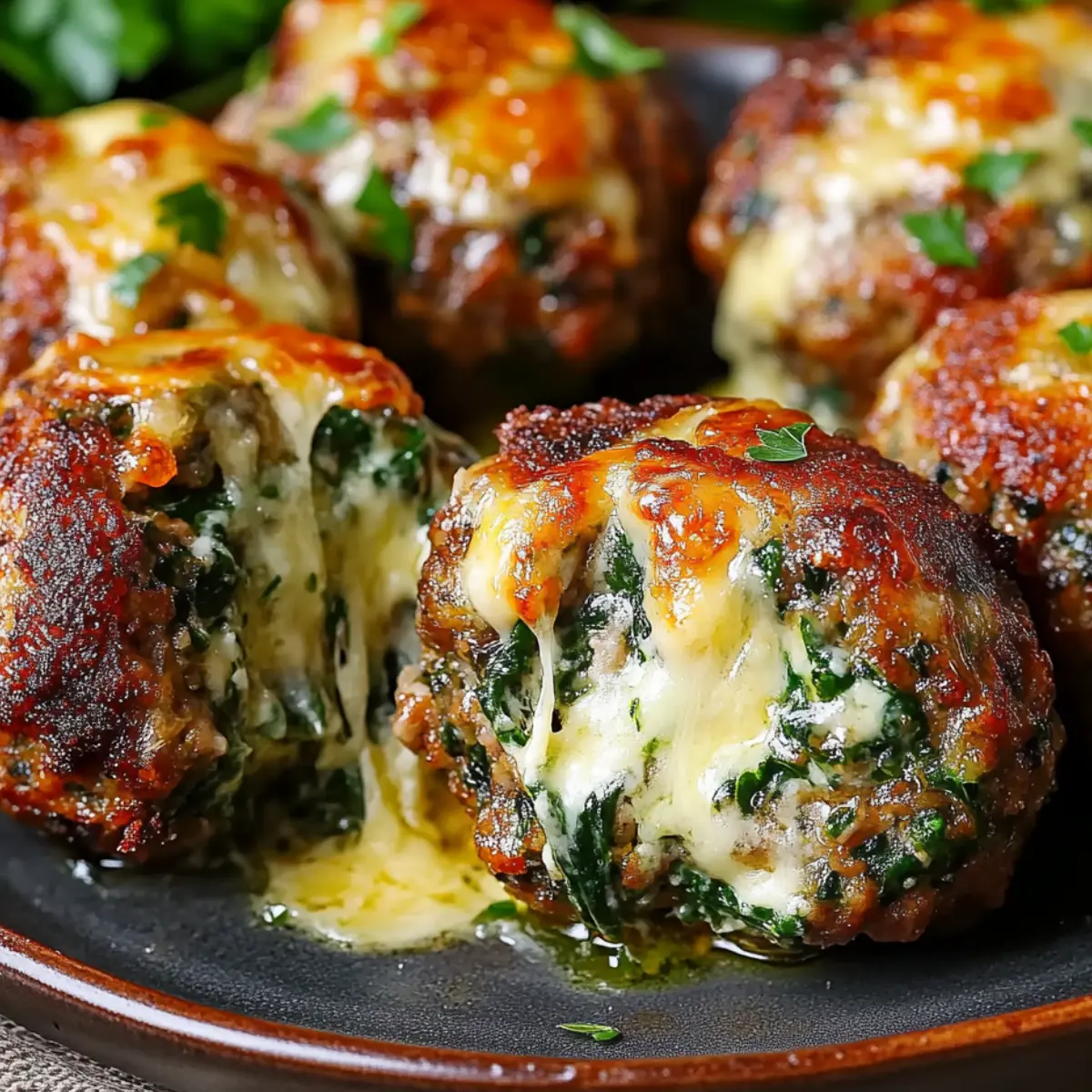 Mięsne klopsiki faszerowane szpinakiem i serem