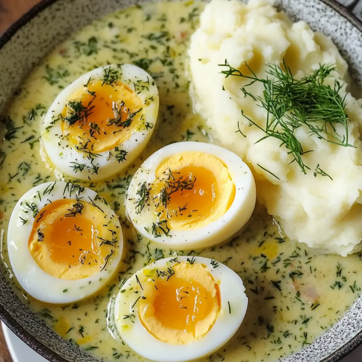 Jajka w sosie koperkowym z ziemniakami