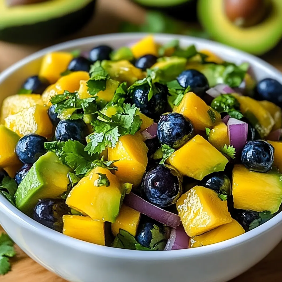 Egzotyczna sałatka z mango, borówkami i awokado