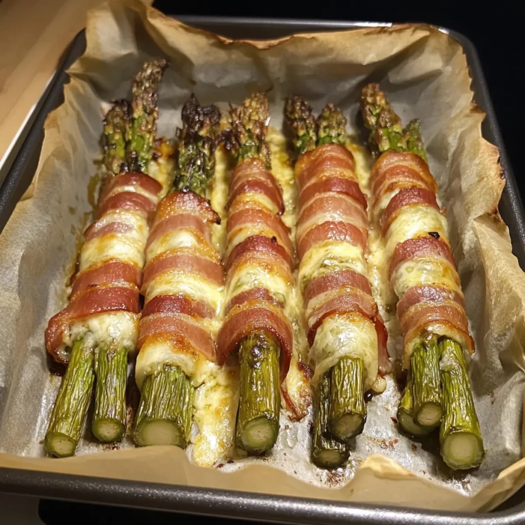 Szparagi zapiekane w boczku z serem