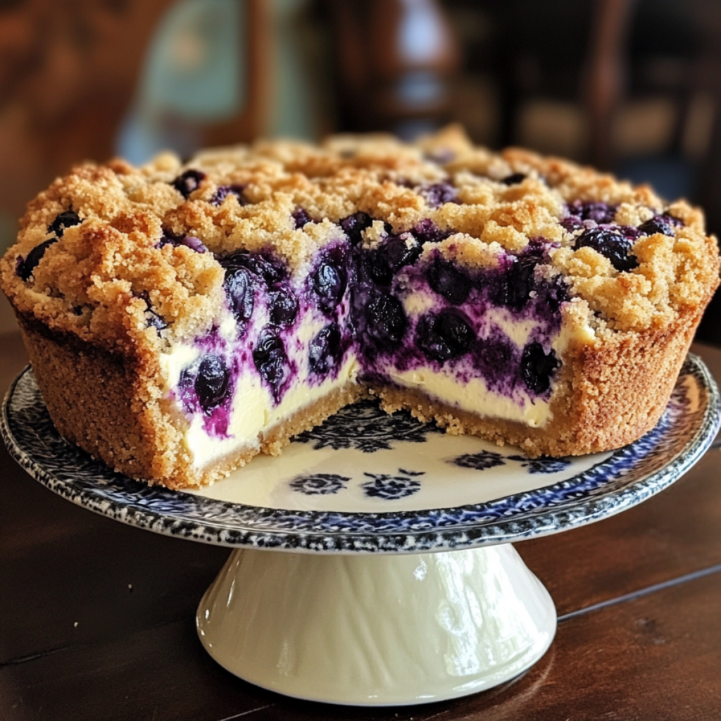 Ciasto z borówkami, sernikiem i kruszonką