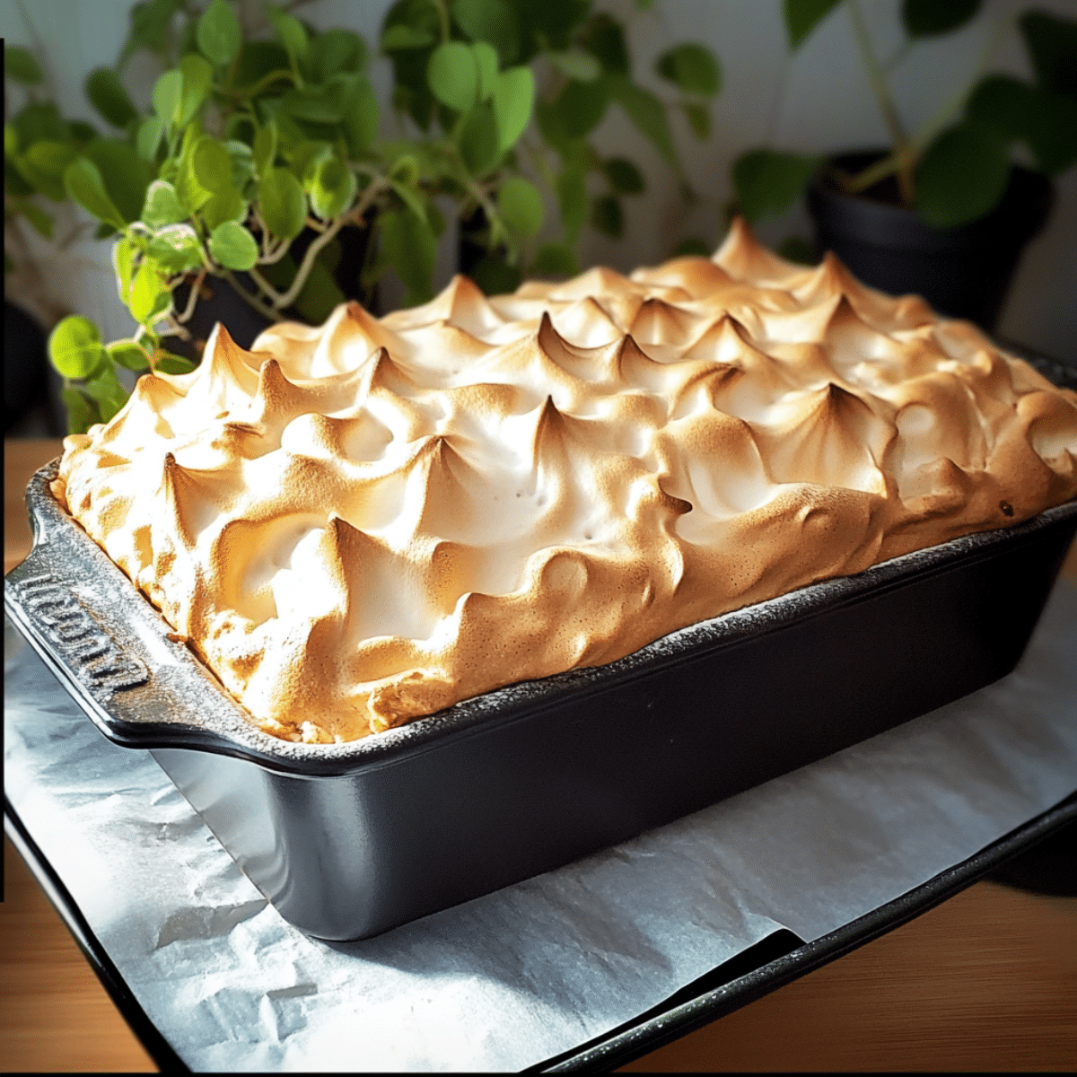 Ciasto z rabarbarem, jabłkami i bezą