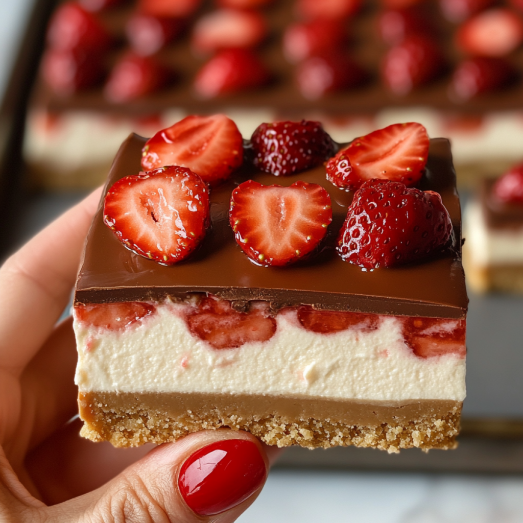 Sernik na zimno z truskawkami i czekoladą