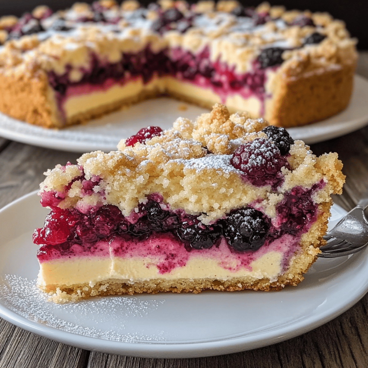 Kruche ciasto z budyniem, owocami i kruszonką 2 Kruche ciasto z budyniem, owocami i kruszonką