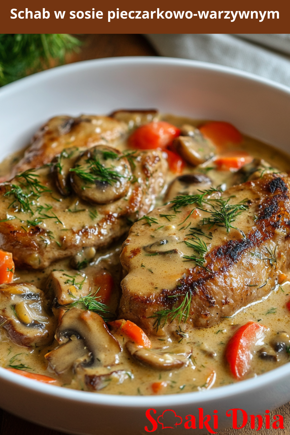 Schab w sosie pieczarkowo-warzywnym