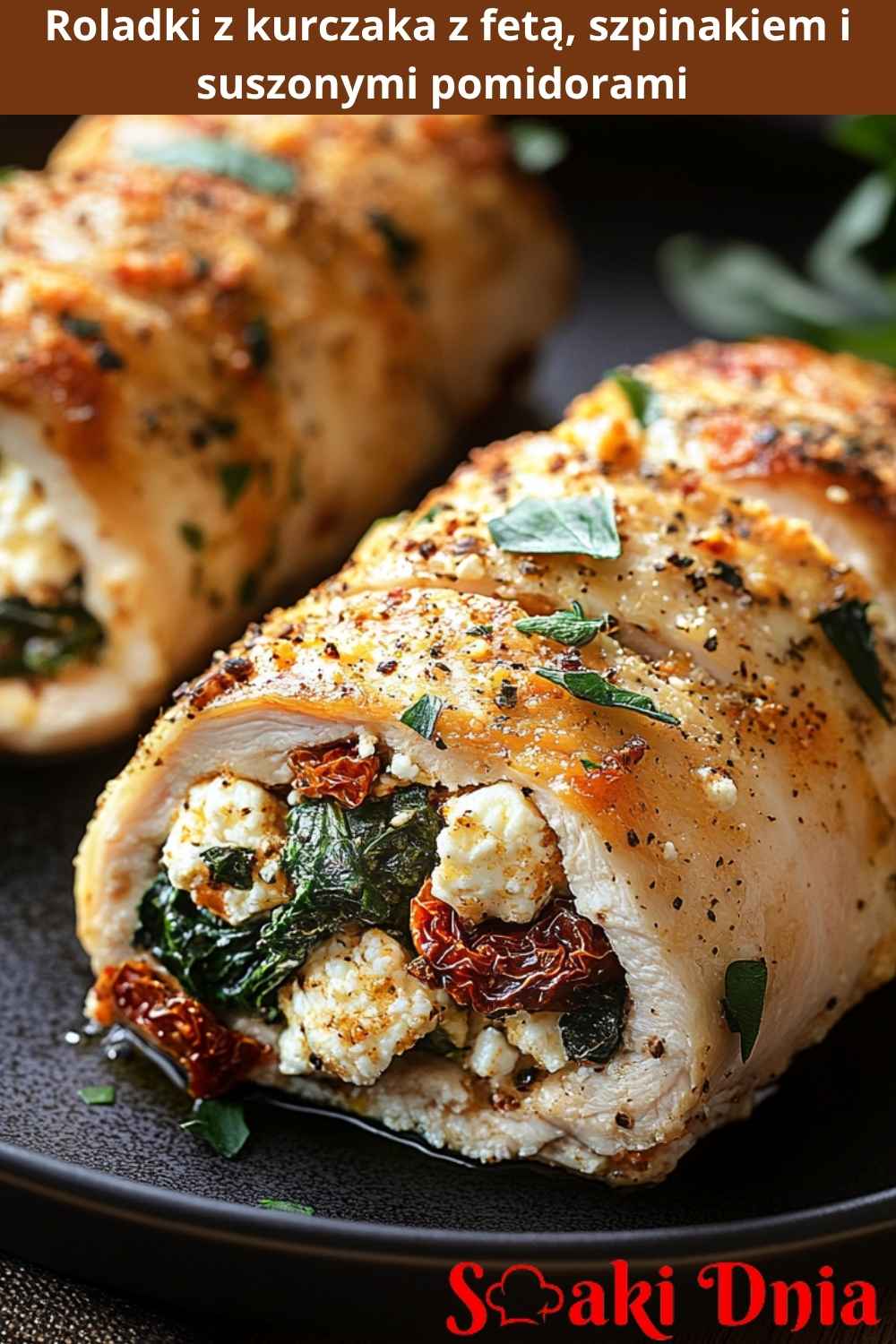 Roladki z kurczaka z fetą, szpinakiem i suszonymi pomidorami 4 Roladki z kurczaka z fetą, szpinakiem i suszonymi pomidorami